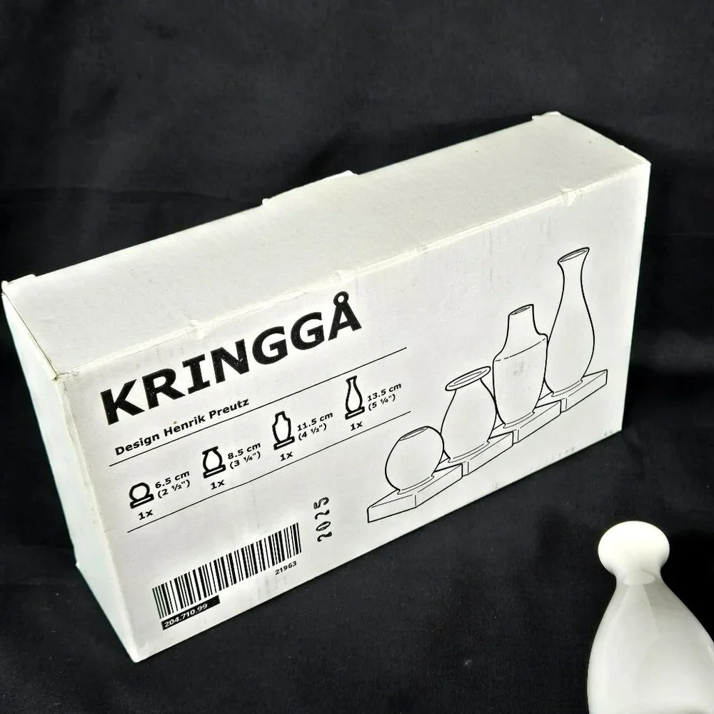 IKEA KRINGGA Modernist Ceramic Vases Set of 4 White New Boxed Pottery Sculptural
